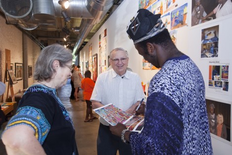Lafayette College, the Community Based Teaching Program and the Art Department enjoy the residency of the Art Ambassador of Nigeria, Ibiyinka Alao. Here he enjoys an opening reception showcasing his work  in the Williams Visual Arts building
