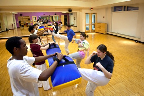 Lafayette College students, including Susan Grunewald practice in their Tae Kwon Do Class in Kirby Sports Center on Wed, March 10th.