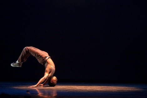A dancer from Rennie Harris Puremovement performs on the main stage.