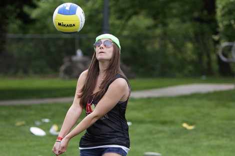 Liz Mancuso '11 plays volleyball.