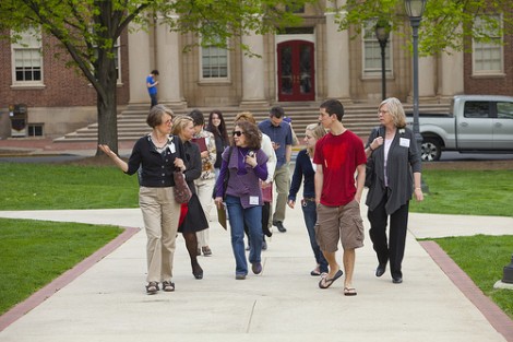 A student-led campus tour of familiar spots and the many changes since the 1970s.