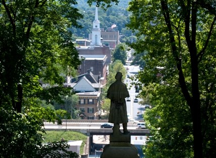 The civil war monument overlooks North Third Street and the Williams Arts Campus