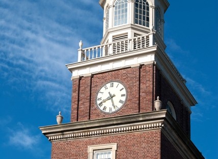 The clock tower of Watson Hall