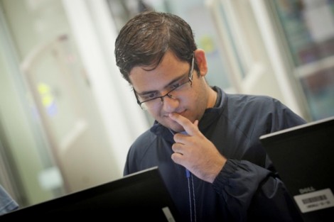 Rameel Sethi '15 discovers a clue on the College's facebook page.