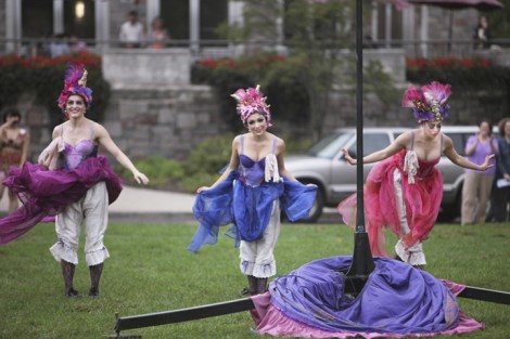 Strange Fruit's The Three Belles bow to the crowd following their performance on the Quad.