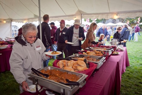 Lunch is served at the annual tailgate party.