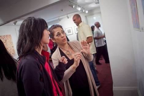 Artist Karima Muayes discusses her work with Gina Pan '15.