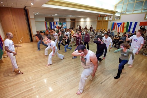 Students dance with Abada-Capoeira.