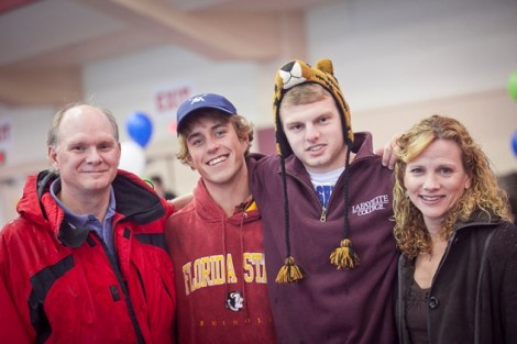 The Heinlein family David, left, Michael, Connor '15, and Heidi spend some time together.