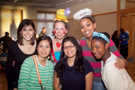 Students in the course are: (front, l-r) Aya Komesy '14, Beatriz De Jesus '12, and Loree-Ann Fisher '12; (back, l-r) Alexandra Behette '13, Emily Melvin '12, and Jiselle Peralta '13.