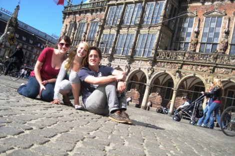 Students in downtown Bremen, Germany