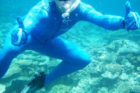 Kyle Henning ’09 goes snorkeling in Australia.