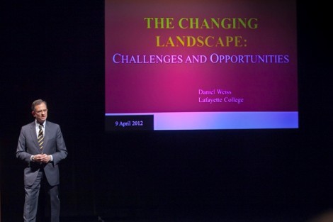 President Daniel H. Weiss presents his talk, 'The Changing Landscape: Challenges and Opportunities.'