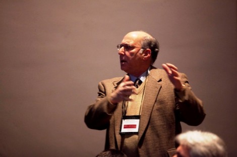 Robert I. Weiner, Jones Professor of History and Jewish chaplain at Lafayette, poses a question.
