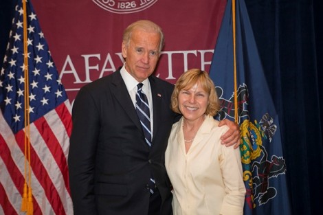 Vice President Joe Biden with Carol Rowlands, associate dean for admissions and financial aid