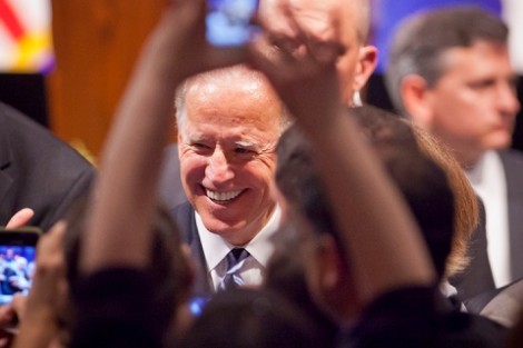 Vice President Joe Biden mingles with the crowd after his address.