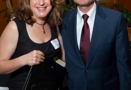 President Daniel Weiss with Susan Averett, Dana Professor of Economics, who received the Mary Louise Van Artsdalen Prize