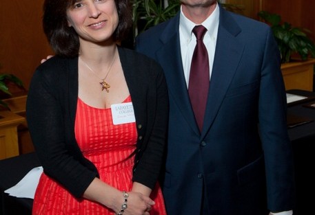 President Daniel Weiss with Bianca Falbo, associate professor of English, who received the Marquis Distinguished Teaching Award