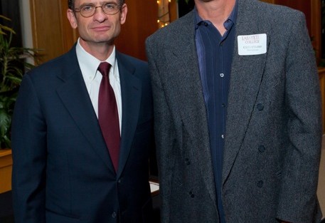 President Daniel Weiss, left, with Clifford Reiter, professor of mathematics, who received the Marquis Distinguished Teaching Award