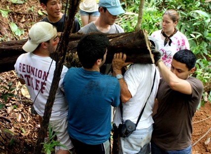 Costa Rica- The team helps build a bridge.