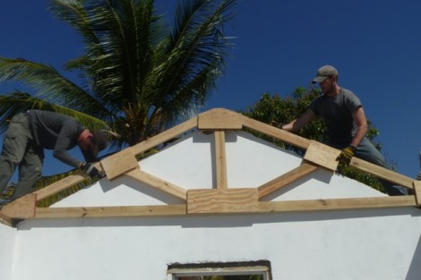 Haiti- Students help build a house.