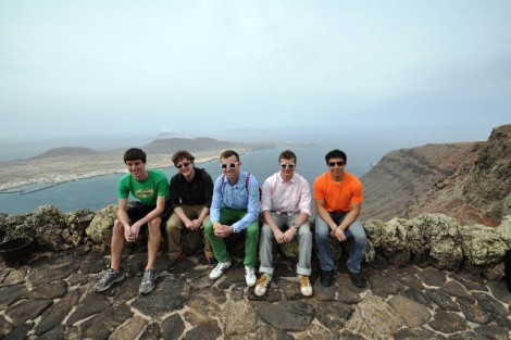 Matthew Warrener '14 (second from left-right), James Benson '14, and John Burns '14 at Lanzarote, Canary Islands