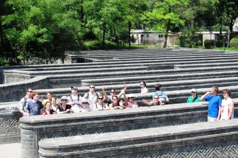 The class in a stone maze inside the Old Summer Palace in Beijing