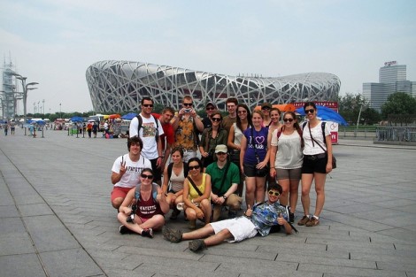 The class in front of the 2008 Beijing Olympic Stadium, “The Bird’s Nest”