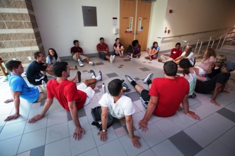 Students participate in icebreaker and team-building activities. 