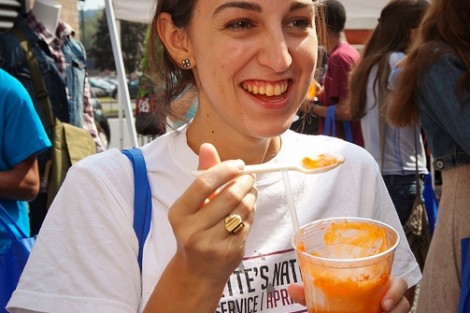 Dena Inqui '13 eats an orange ice cream float.