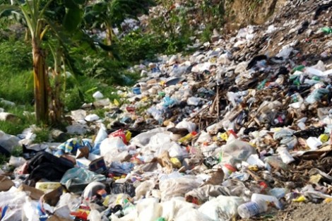 The banks of the Grand Rivière de Jacmel, which is the community's primary water source, is overrun with garbage. 
