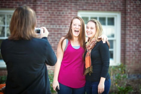Eleanor Beckwith '15 (left) and Emily Crawford '15 pose for a photo. 