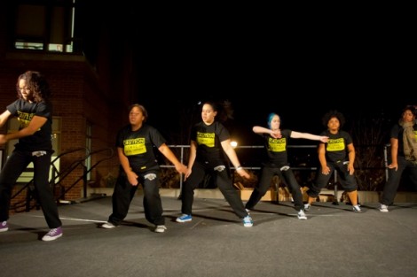 The Precision Step Team performs during the Pep Rally.