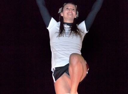 One of the cheerleaders performs during the Pep Rally.