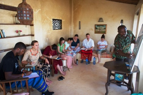 Students learn Kiswahili from language coordinator Gitau Kariuki during an interim course in Kenya.