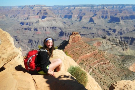 Ana Drehwing ’13 hikes the Kaibab Trail in the Grand Canyon. The interim course explored the geology of the national parks of western United States.