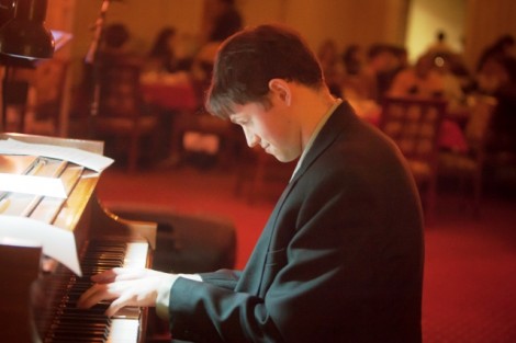 Lucas Reilly '13 on piano