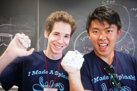 Matt Muller '14, left, and Henry Lam '14 play with their slime.