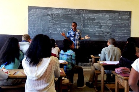 Dave Gnopo '15, an international student from the Ivory Coast, was able to teach the Malagasy students about the TOEFL and financial aid for international students from personal experience.