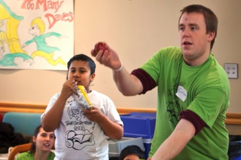 Carson Gentry '13 entertains with some juggling.