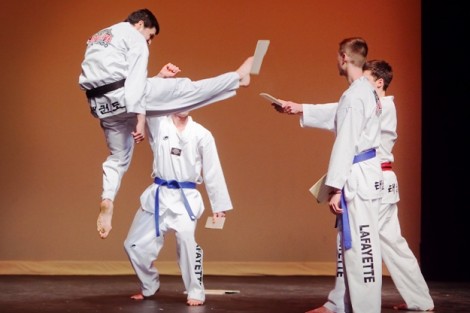Members of the Taekwondo Club show off their skills.
