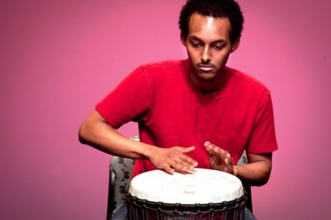 Abenezer Solomon ’14 performs on drum.