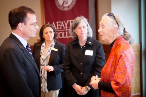 President Daniel H. Weiss and Provost Wendy Hill speak with Jane Goodall.