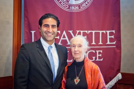 Alex Karapetian ’04, president-elect of the Alumni Association, with Jane Goodall