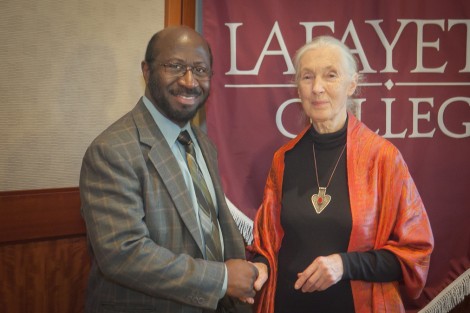 Rex Ahene, professor of economics, with Jane Goodall