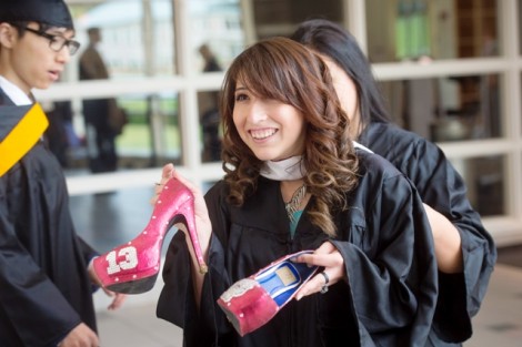 Christa Martinez ’13 shows off her graduation shoes.