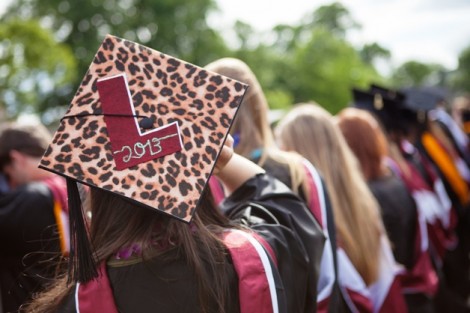 A student wears a Leopard cap.
