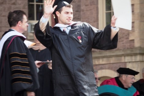 A student receives his degree.