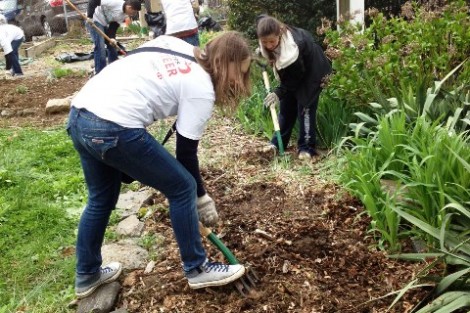 Members of the New York City alumni chapter helped clean up the Roberto Clemente Community Garden for New York Cares Day.