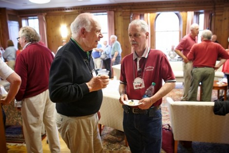 Howard Learned ’63 speaks with Bob Kempton ’63 during the Class of 1963’s 50th Reunion reception at Kirby House.
